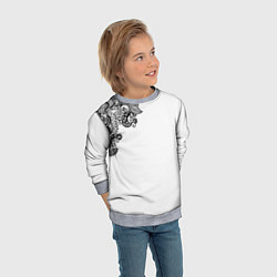 Свитшот детский Черно Белые КруЖева, цвет: 3D-меланж — фото 2