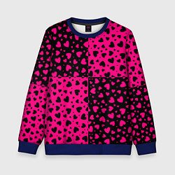 Свитшот детский Черно-Розовые сердца, цвет: 3D-синий