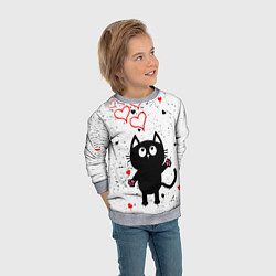 Свитшот детский Влюблённый котик Cat Love, цвет: 3D-меланж — фото 2