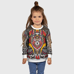 Свитшот детский Этника Волк Узоры, цвет: 3D-белый — фото 2