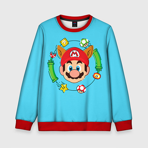 Детский свитшот Марио с ушками / 3D-Красный – фото 1