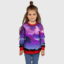Свитшот детский Горы Закат Аниме, цвет: 3D-красный — фото 2