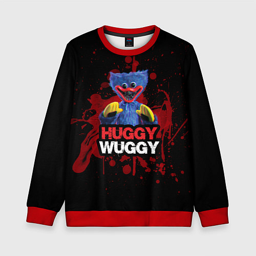Детский свитшот 3D Хаги ваги Huggy Wuggy Poppy Playtime / 3D-Красный – фото 1