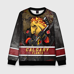 Свитшот детский Калгари Флэймз, Calgary Flames Маскот, цвет: 3D-черный
