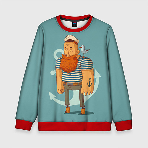 Детский свитшот Старый добрый моряк / 3D-Красный – фото 1
