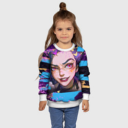 Свитшот детский Jinx Arcane граффити, цвет: 3D-белый — фото 2