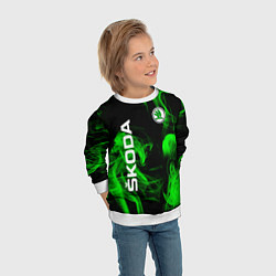 Свитшот детский Skoda: Green Smoke, цвет: 3D-белый — фото 2