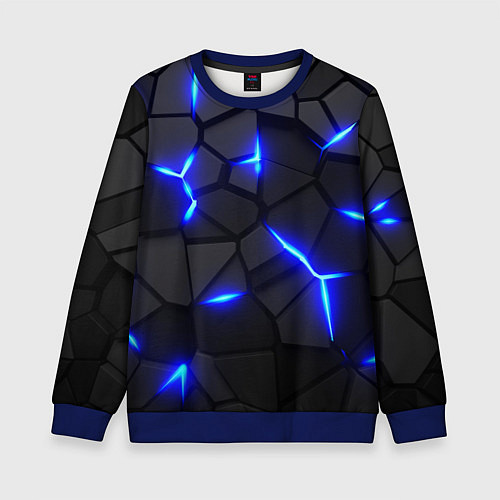 Детский свитшот КИБЕРПАНК БРОНЯ: СИНЯЯ СТАЛЬ / 3D-Синий – фото 1