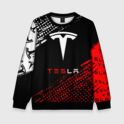 Свитшот детский Tesla - Logo Pattern, цвет: 3D-черный