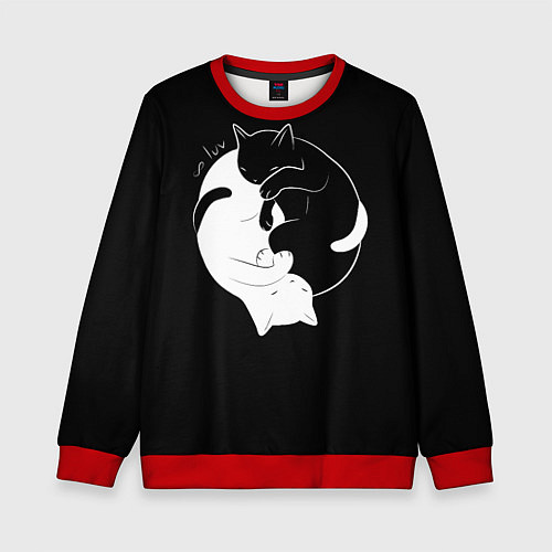 Детский свитшот Бесконечная любовь Endless kitty love / 3D-Красный – фото 1