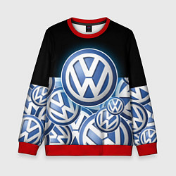 Свитшот детский Volkswagen Большое лого паттерн, цвет: 3D-красный