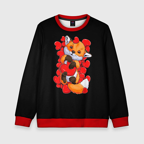 Детский свитшот Лиса Символ любви / 3D-Красный – фото 1