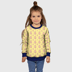 Свитшот детский Розовые пионы на желтом фоне, цвет: 3D-синий — фото 2