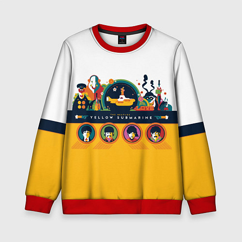 Детский свитшот Yellow Submarine Мультфильм 3D / 3D-Красный – фото 1