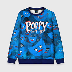 Свитшот детский Poppy Playtime Pattern background, цвет: 3D-синий