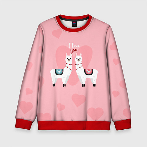 Детский свитшот Lama I Love You / 3D-Красный – фото 1