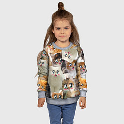 Свитшот детский Много кошек с большими анимэ глазами, цвет: 3D-меланж — фото 2