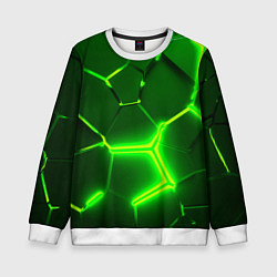 Свитшот детский 3D ПЛИТЫ НЕОН NEON GREEN HEXAGON РАЗЛОМ, цвет: 3D-белый