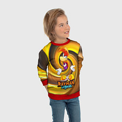 Свитшот детский Rayman Legends на фоне желтой спирали, цвет: 3D-красный — фото 2
