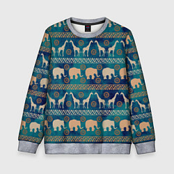 Свитшот детский Жирафы и слоны, цвет: 3D-меланж