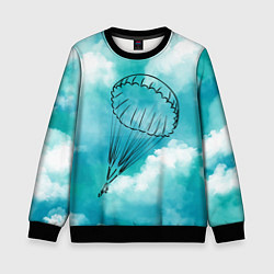 Свитшот детский Парашютист в облаках, цвет: 3D-черный