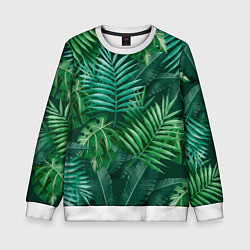 Свитшот детский Tropical plants pattern, цвет: 3D-белый