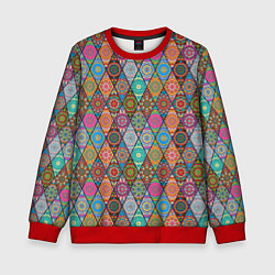 Свитшот детский Мандалы Текстура, цвет: 3D-красный