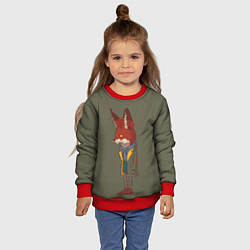 Свитшот детский Хитрый модный лис, цвет: 3D-красный — фото 2