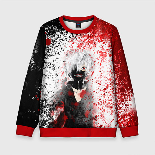 Детский свитшот Канеки Кен Брызги Краски Токийский Гуль / 3D-Красный – фото 1