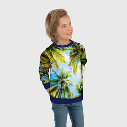 Свитшот детский Пальмы под солнцем, цвет: 3D-синий — фото 2