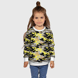 Свитшот детский Желтый, Черный, Серый, Модный камуфляж, цвет: 3D-белый — фото 2