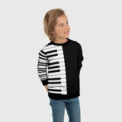 Свитшот детский Черно-Белое Пианино Piano, цвет: 3D-черный — фото 2