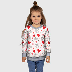 Свитшот детский Романтические сердечки, цвет: 3D-меланж — фото 2