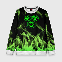 Свитшот детский Battletoads боевые жабы огонь, цвет: 3D-белый