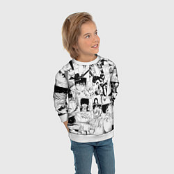 Свитшот детский Синий Экзорцист паттерн, цвет: 3D-белый — фото 2