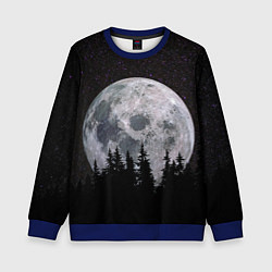 Свитшот детский Лес на фоне бескрайнего космоса, цвет: 3D-синий