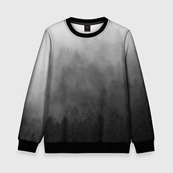 Свитшот детский Темный лес - туман, цвет: 3D-черный