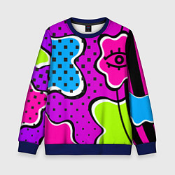 Детский свитшот Яркий абстрактный узор в стиле 90х, неоновые цвета