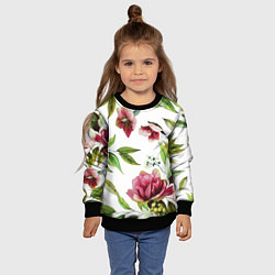 Свитшот детский Цветы Воздушные, цвет: 3D-черный — фото 2