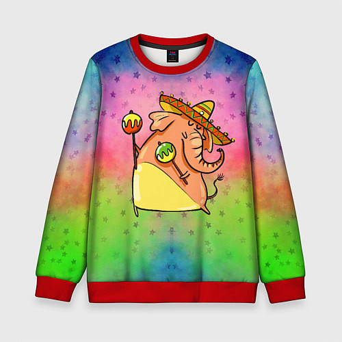 Детский свитшот Мексиканский веселый слон / 3D-Красный – фото 1