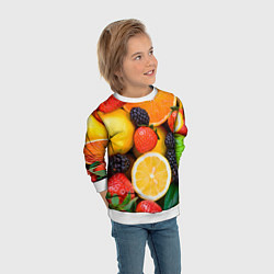Свитшот детский ИЗОБИЛИЕ ФРУКТОВ, цвет: 3D-белый — фото 2