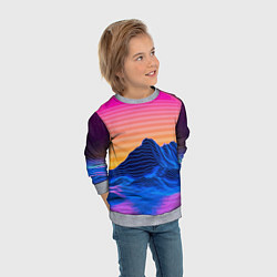 Свитшот детский Vaporwave Mountains Психоделика Неон, цвет: 3D-меланж — фото 2