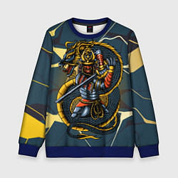 Свитшот детский Самурай с драконом, цвет: 3D-синий