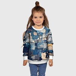Свитшот детский Patchwork Jeans Осень Зима 2023, цвет: 3D-белый — фото 2
