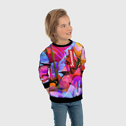 Свитшот детский Красочный летний цветочный паттерн Summer color pa, цвет: 3D-черный — фото 2