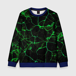 Свитшот детский Абстракция - Черно-зеленый фон - дым, цвет: 3D-синий