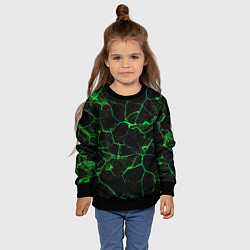 Свитшот детский Абстракция - Черно-зеленый фон - дым, цвет: 3D-черный — фото 2