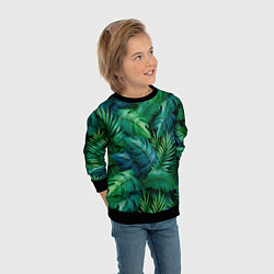 Свитшот детский Green plants pattern, цвет: 3D-черный — фото 2