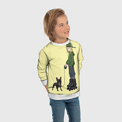 Свитшот детский Девочка и собака-улыбака, цвет: 3D-белый — фото 2