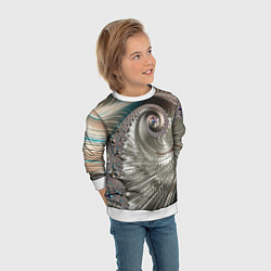 Свитшот детский Fractal pattern Spiral Серебристый фрактал спираль, цвет: 3D-белый — фото 2